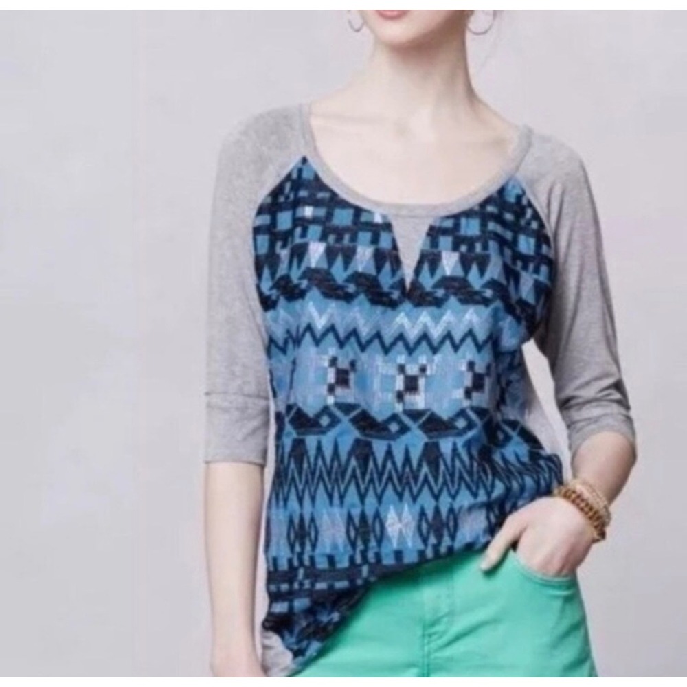 Anthropologie Dolan Raglan Embroidered‎ Shirt Size Small Boho Casual